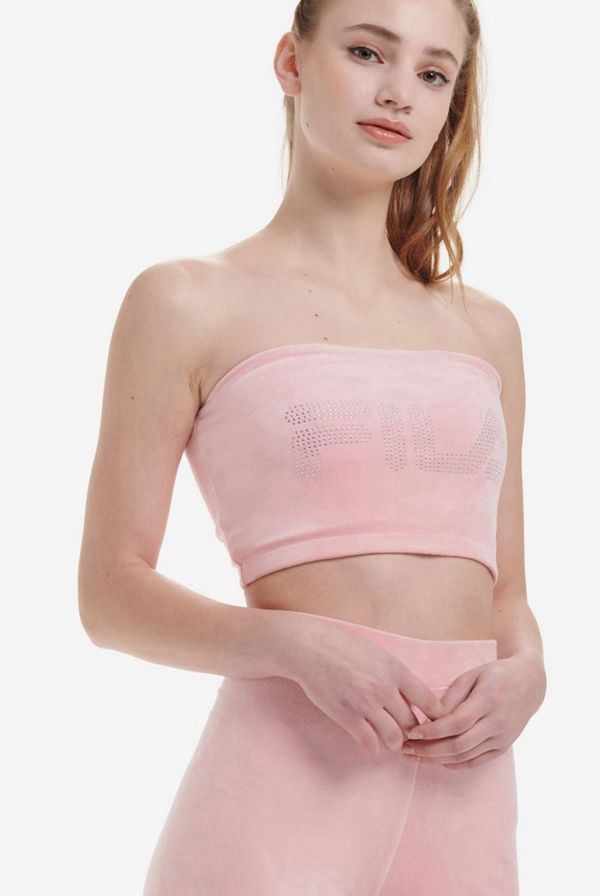 Fila Iman Velour Diamante Bandeau Women's Tops - Pink,NZ 158-48956